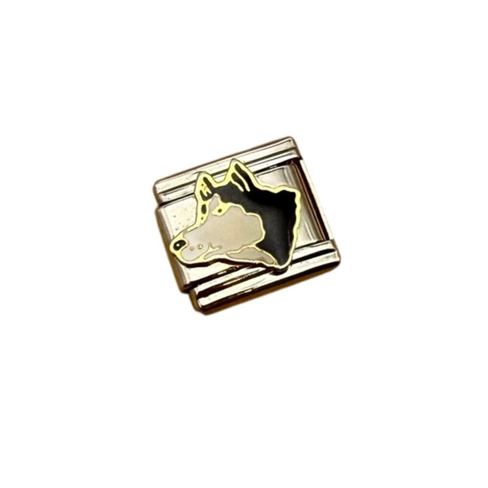Husky Dog Black White Pet 9mm Silver Stainless Steel Italian Charms NEW Y2K